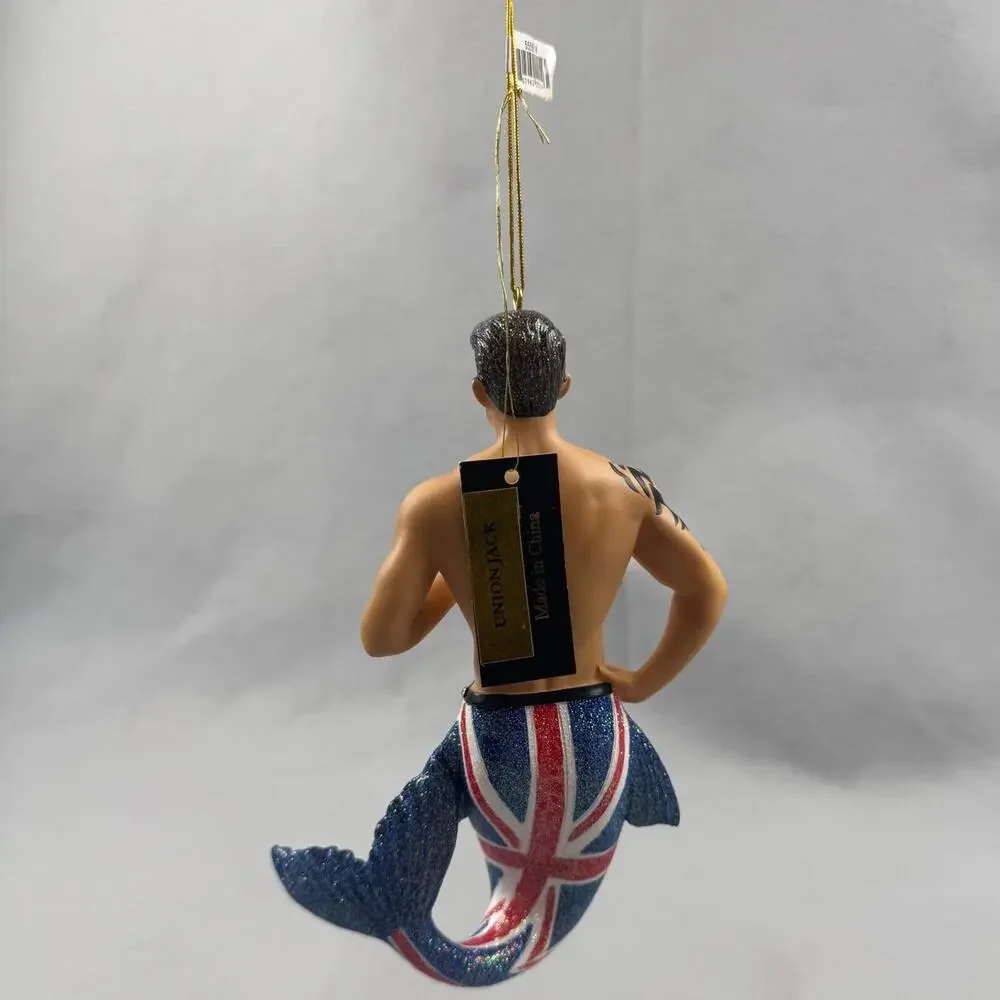 December Diamonds Union Jack Merman Ornament 55-55014 2016 Boxed UK Flag Retired